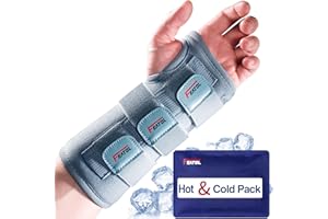 FEATOL Carpal Tunnel Wrist Brace | Night Sleep Support Brace, Removable Metal Wrist Splint- Hot/Ice Pack, Left Hand, Small/Medium, Adjustable Hand Brace for Men, Women, Relieve and Treat Wrist Pain