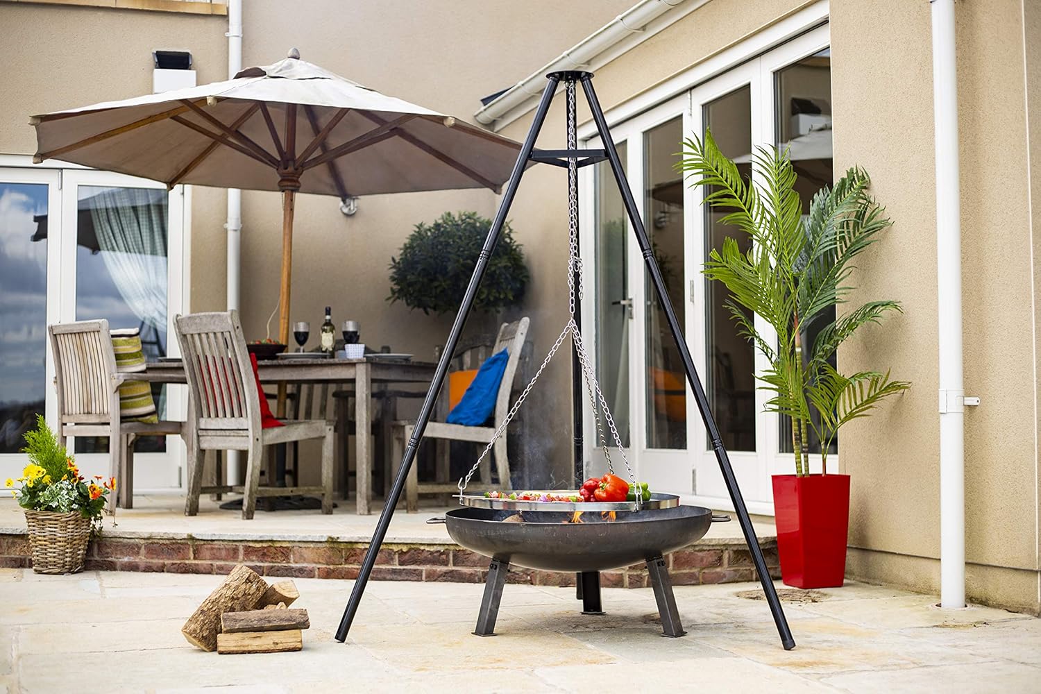 La Hacienda 55578 Tripod Grill Steel Black Amazon Co Uk