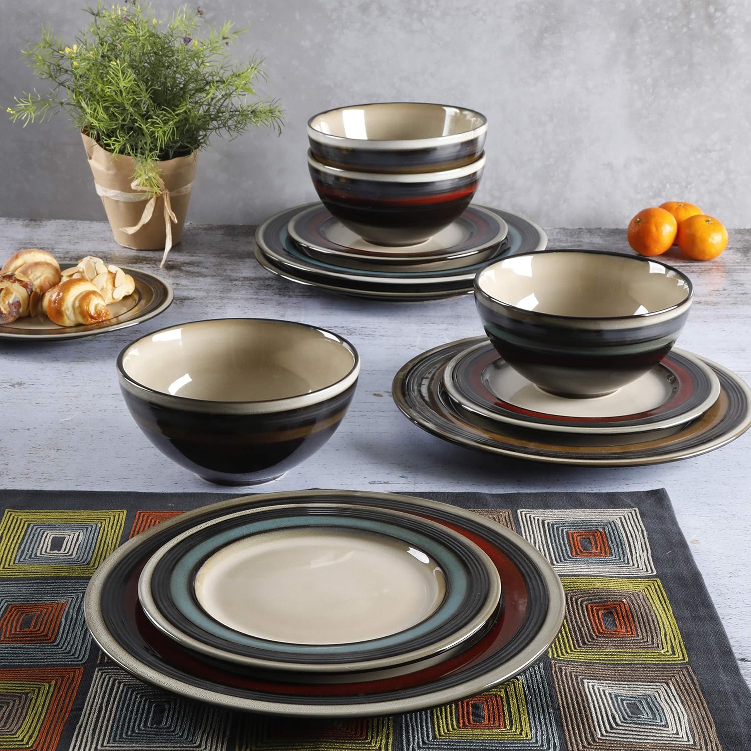  | Gibson Elite Everston 12 Piece Dinnerware Set, Red: Dinnerware Sets