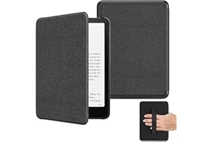 MoKo Case for All-New 7" Kindle Paperwhite(12th Gen 2024) and Kindle Colorsoft Signature Edition 2024, Lightweight Shell Cover with Hand Strap Auto Wake/Sleep for Kindle Paperwhite 2024, Denim Black