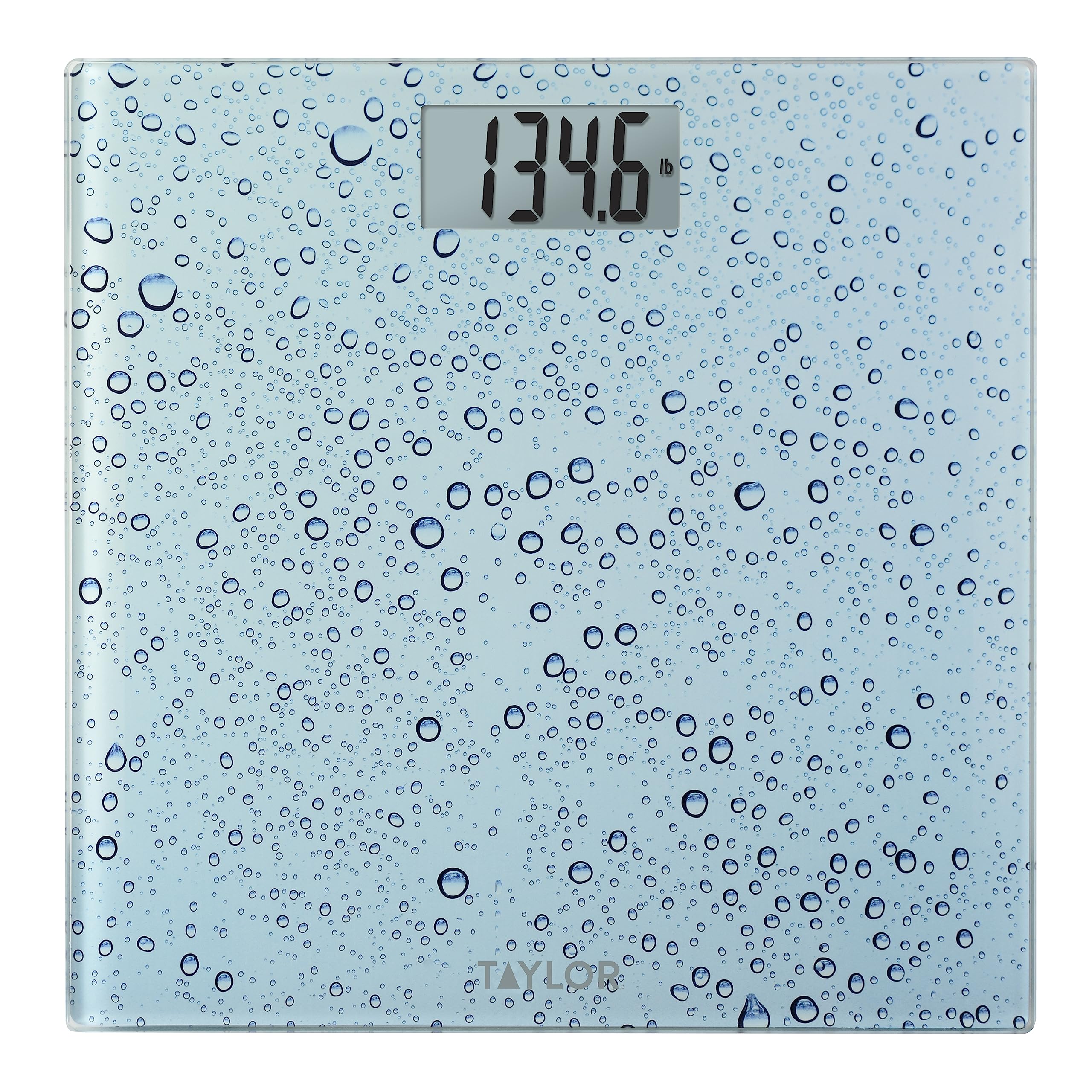 Taylor Digital Scales for Body Weight, Highly Accurate 400 LB Capacity, Auto On and Off Scale, 11.8 x 11.8 Inches, Water Drop Blue