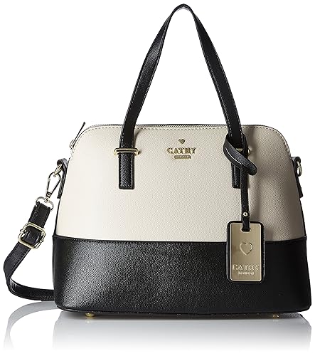 Cathy London Womens Handbag, Material- Synthetic Leather, Colour- Black/Beige
