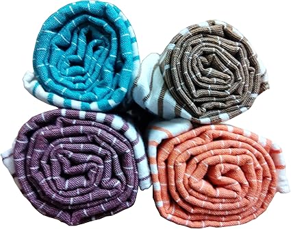 Fancyadda Khadi Cotton Extra Large Bathing Towels Set for Men, Women and Girls, 3X6-ft, Big Size (Multicolour, FANCYADDA10071) - Pack of 4