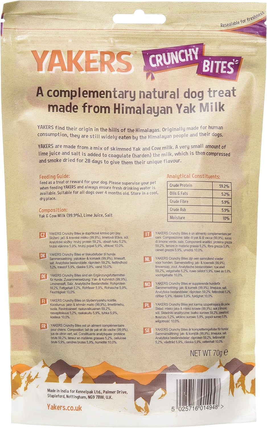 Yakers Natural Dog Treats Crunchy Bites Dry Yak Milk, 70 g, Clear, 70 g (Pack of 1) - Image 3
