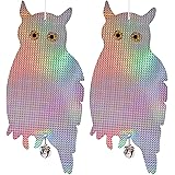 Dyvicl Bird Scare Owl - Fake Owl Hanging Reflective Owl for Woodpecker Deterrent 2 Pack