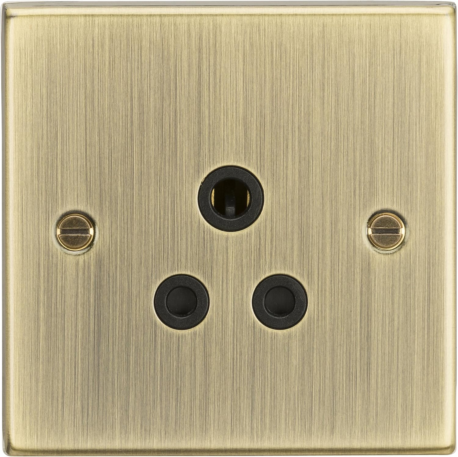 Knightsbridge CS5AAB Square Edge Antique Brass Finish with Insert 5A Unswitched Socket, Antique Brass