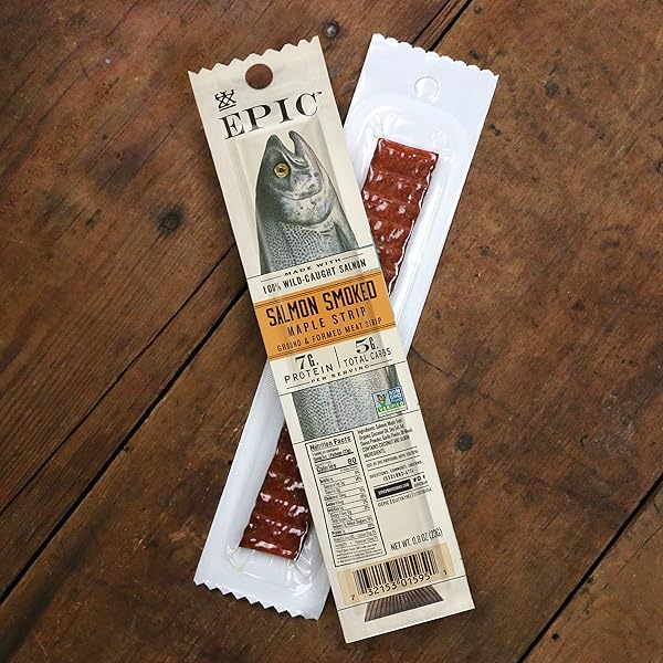 EPIC SMOKED SALMON STRIPS, WILD CAUGHT, PALEO FRIENDLY, 20 CT, 0.8OZ STRIPS