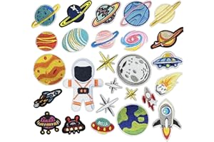 N\A Yayatty 26 PCS Iron on Patches Solar System Appliques Stickers Embroidered Space Planets Patches Applique Kit for Clothing, Jackets, Backpacks, Jeans