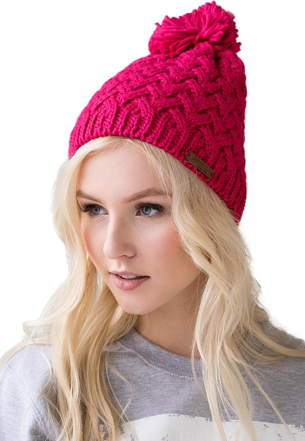 Strand Clothing Knitted Beanie Hat Hand Knit Style Bobble