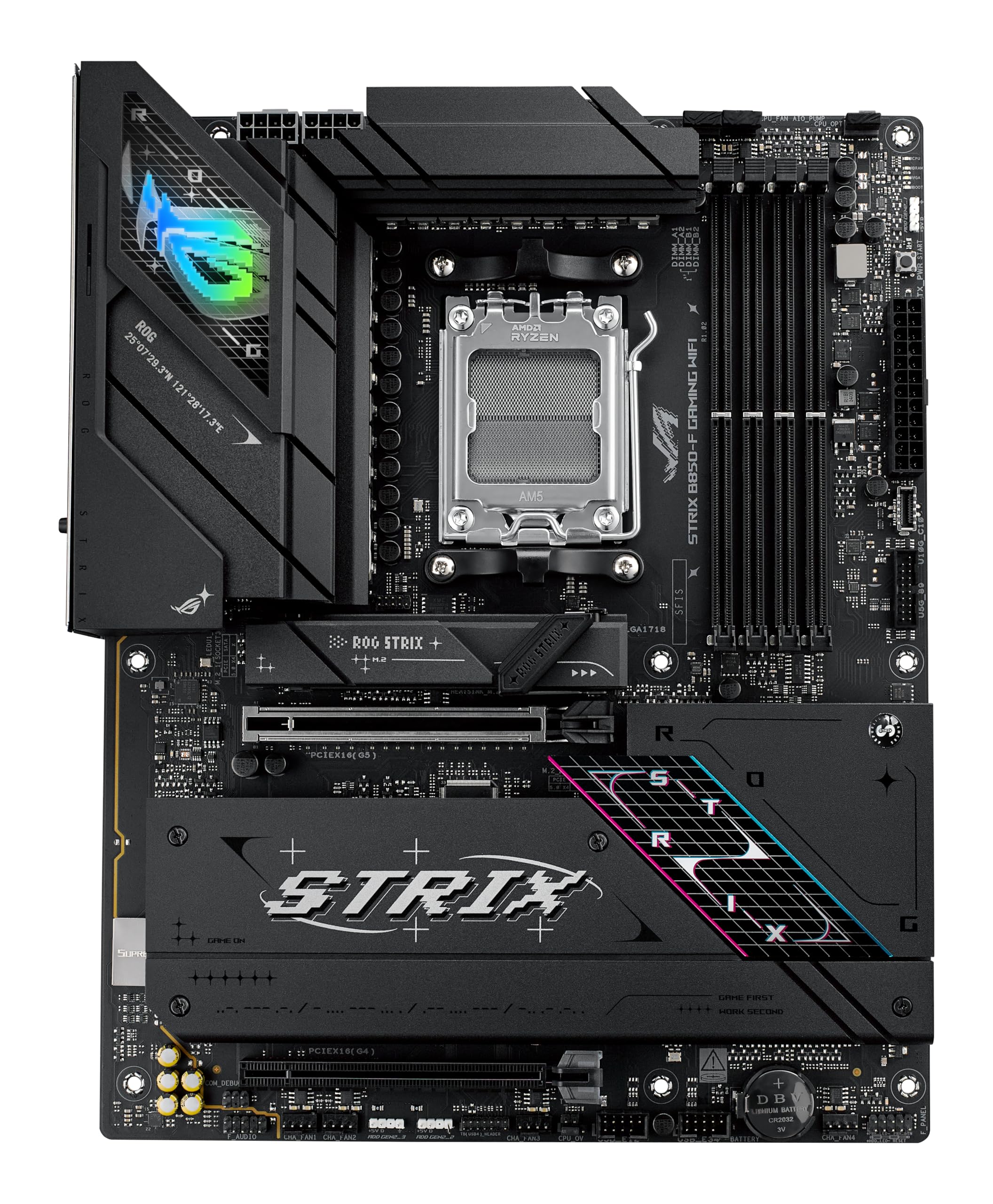 ASUS ROG Strix B850-F Gaming WiFi Mainboard Sockel AMD AM5 (AMD B850, ATX, DDR5 Speicher, PCIe 5.0, WiFi 7, 2X PCIe 4.0 M.2, Aura Sync) 2