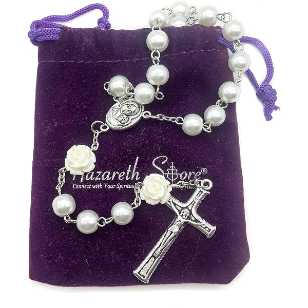Handmade Wood Bead Catholic Rosary Necklace - Round Bead Religious Cross Necklace Gift