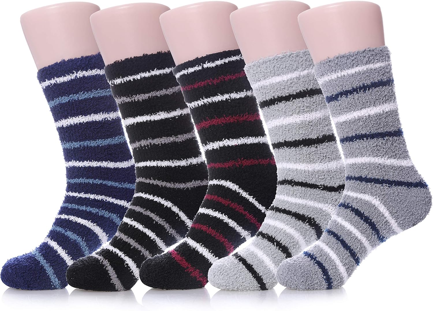 LANLEO 6 Pairs Mens Fuzzy Slipper Socks Super Soft Fluffy Plush Warm