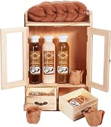 BRUBAKER 15 Piece Beauty Wellness Gift Set Coconut Strawberry Wood Cabinet view 2