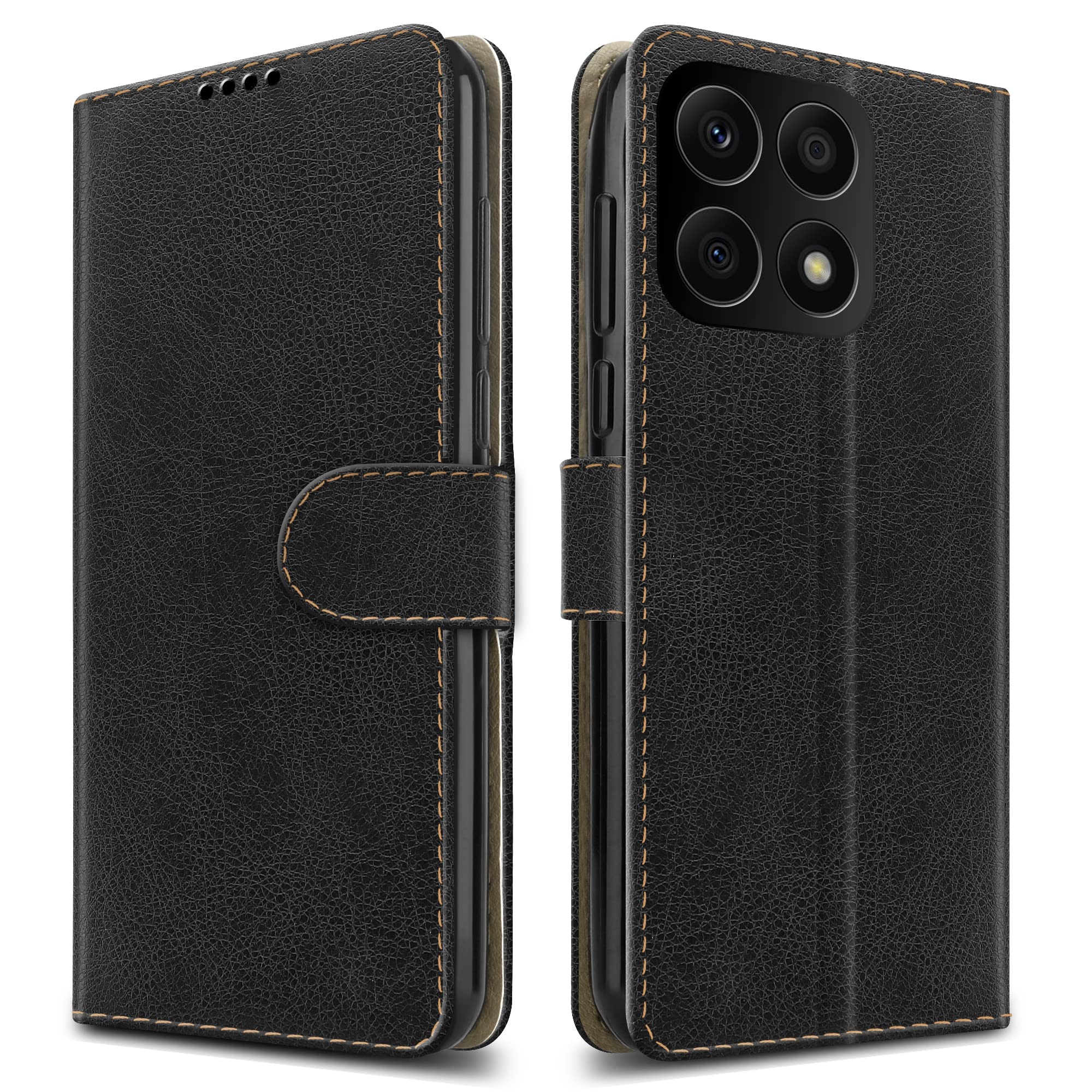 PIXFAB For Honor X8A 4G Leather Phone Case, Magnetic Closure Full Protection Book Folio Design, Wallet Case Cover [Card Slots] and [Kickstand] For Honor X8A (4G) - Black