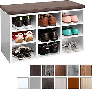 RICOO Banco de Armario Zapatería WM035-W-B Estanterías con Asientos