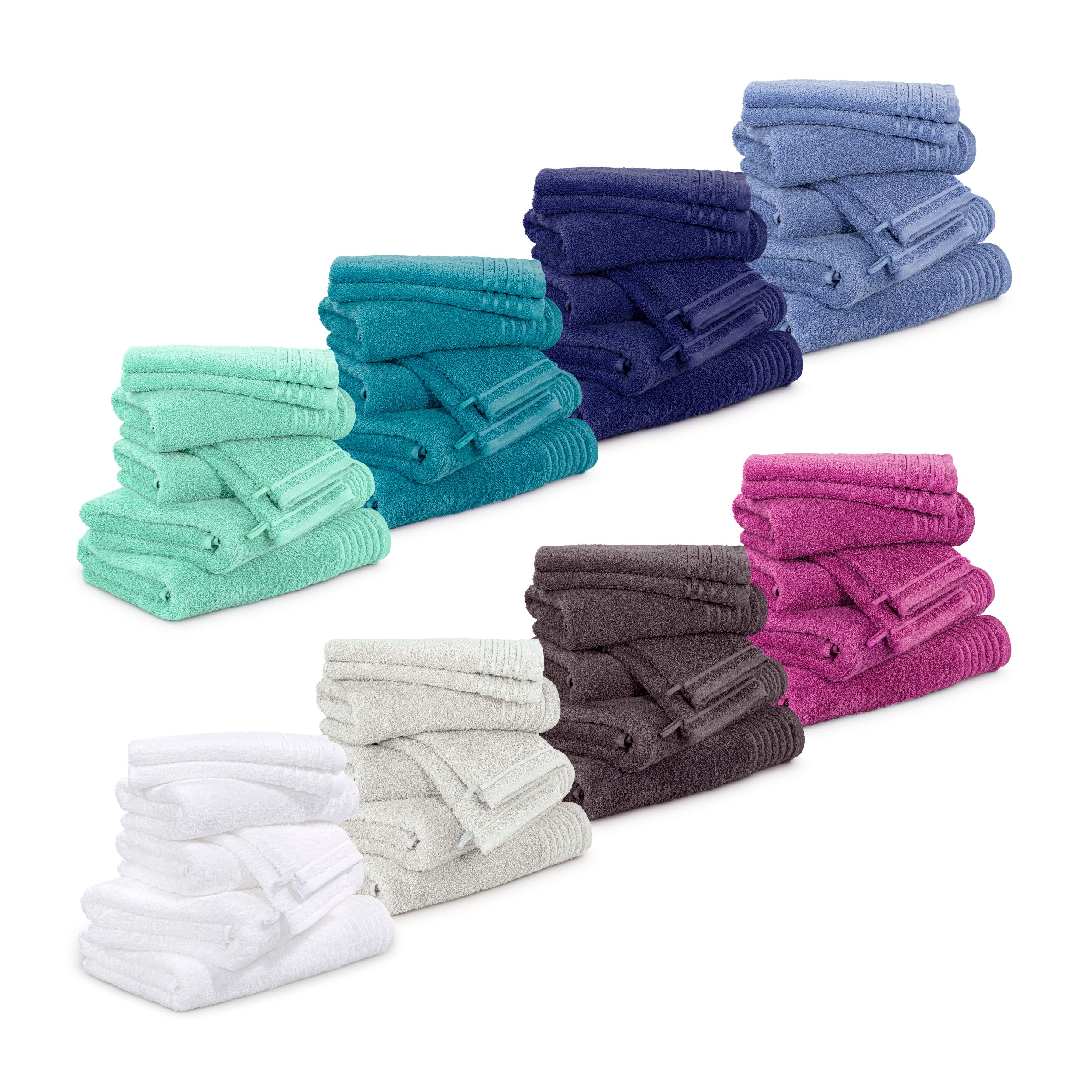 Möve Handtuchset New Classic 6-TLG Handtücher - 2X 30x50 cm + 2X 50x100 cm + 2x67x140 cm, 100% Baumwolle, Lagoon 3