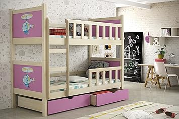 ABC-Creations Litera de Pino Madera 200 x 88 x 160 cm Lacado bebé ...