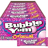 BUBBLE YUM Original Chewy, Bubble Gum Packs, 1.4 oz (18 Count) | Original flavored BUBBLE YUM gum packs with individually wrapped pieces for parties, travel and sharing.