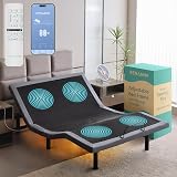 Renanim SF Adjustable Bed Frame with Massage - Queen Adjustable Bed Only, USB Ports, UnderBed Light Zero Gravity Electric Base