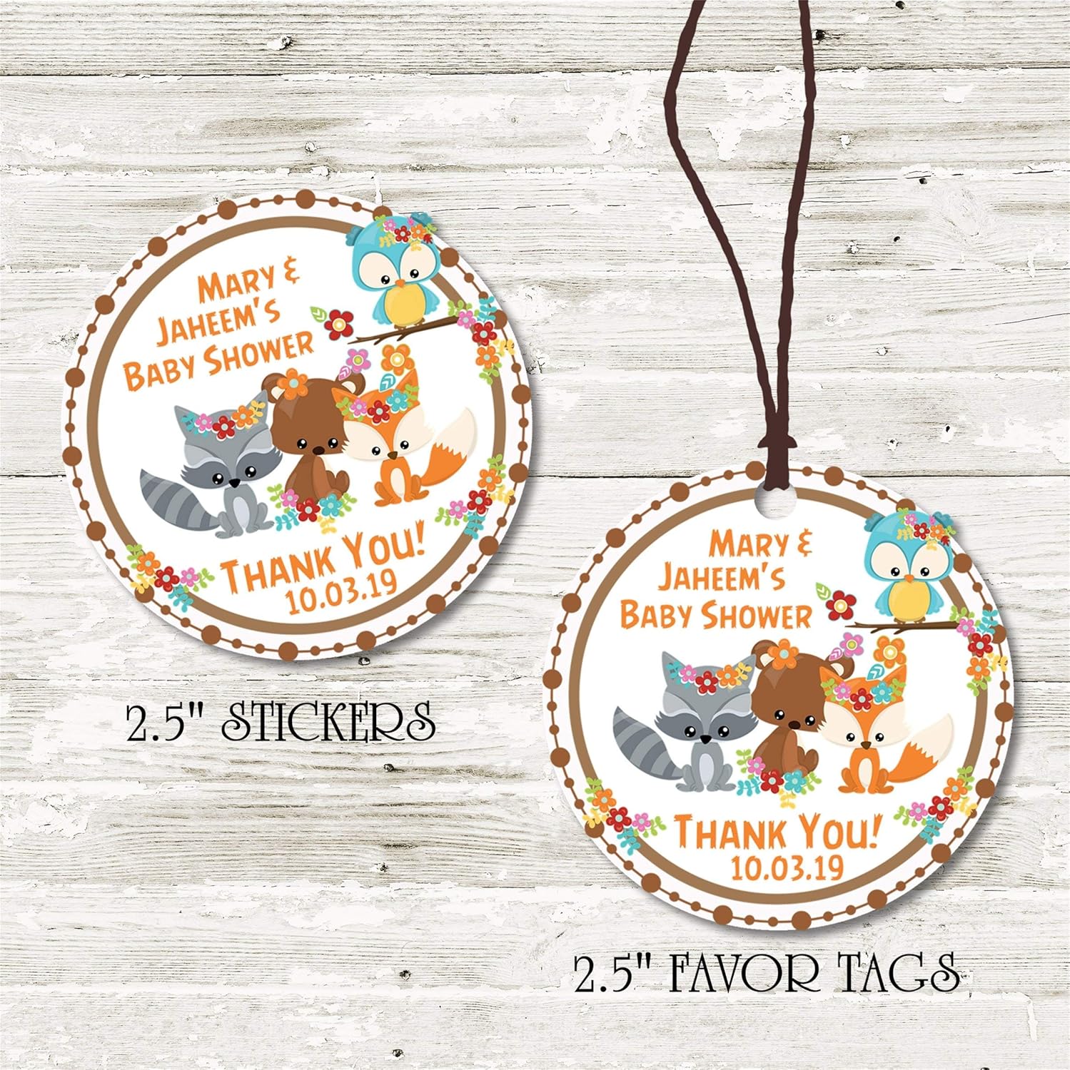 Amazon Com Woodlands Fox Baby Shower Stickers Woodlands Fox Baby