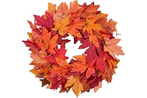 JORNOY 22 Inch Fall Wreath for Front Door - Large Artificial Maple Leaf Berries Decor for Outside, Holiday Home Decorations, Thanksgiving, Autumn Harvest