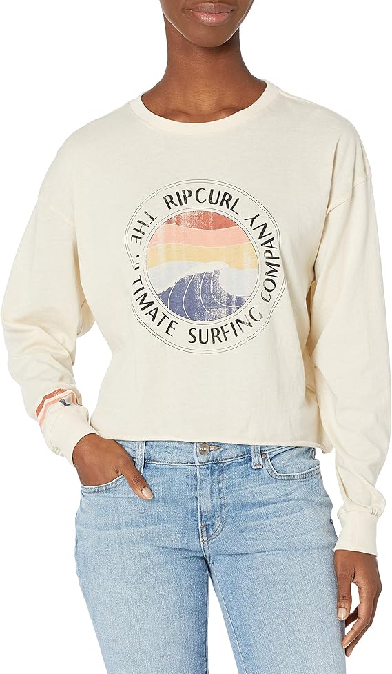 Rip Curl Women's Ultimate Wave Crop Long Sleeve Shirt, Off White, X-Large: Amazon.co.uk: Clothing