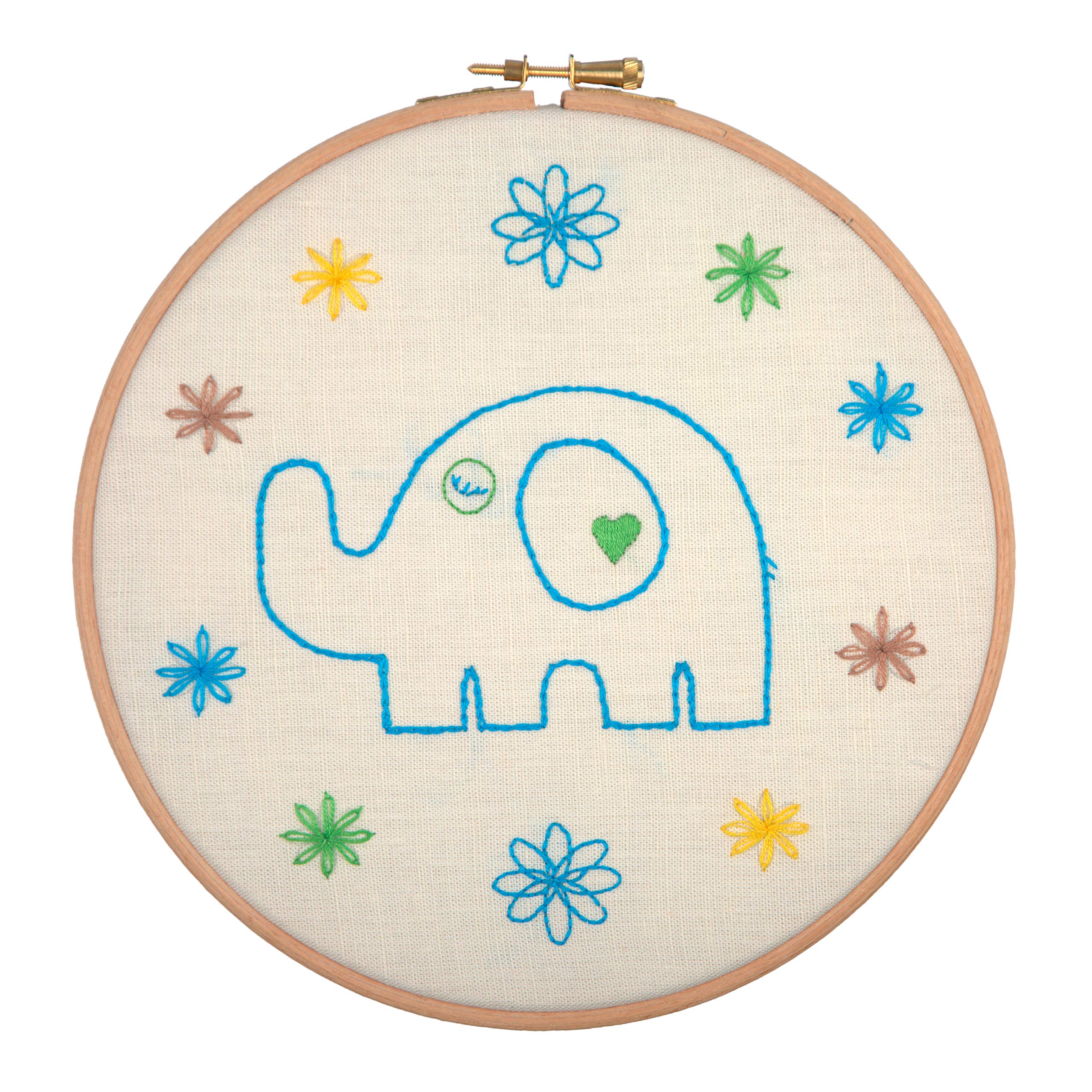 Anchor Embroidery Hoop Kit: Dad Elephant, Multi, 20 x 20cm