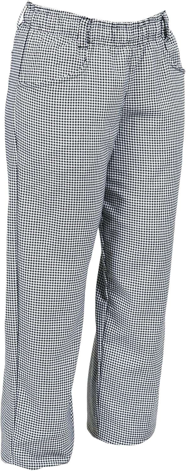 Mercer Culinary M60040HTS Millennia Women's Chef Pants in Hounds Tooth, Small, Black/White