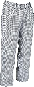 Mercer Culinary M60040HTS Millennia Women's Chef Pants in Hounds Tooth, Small, Black/White