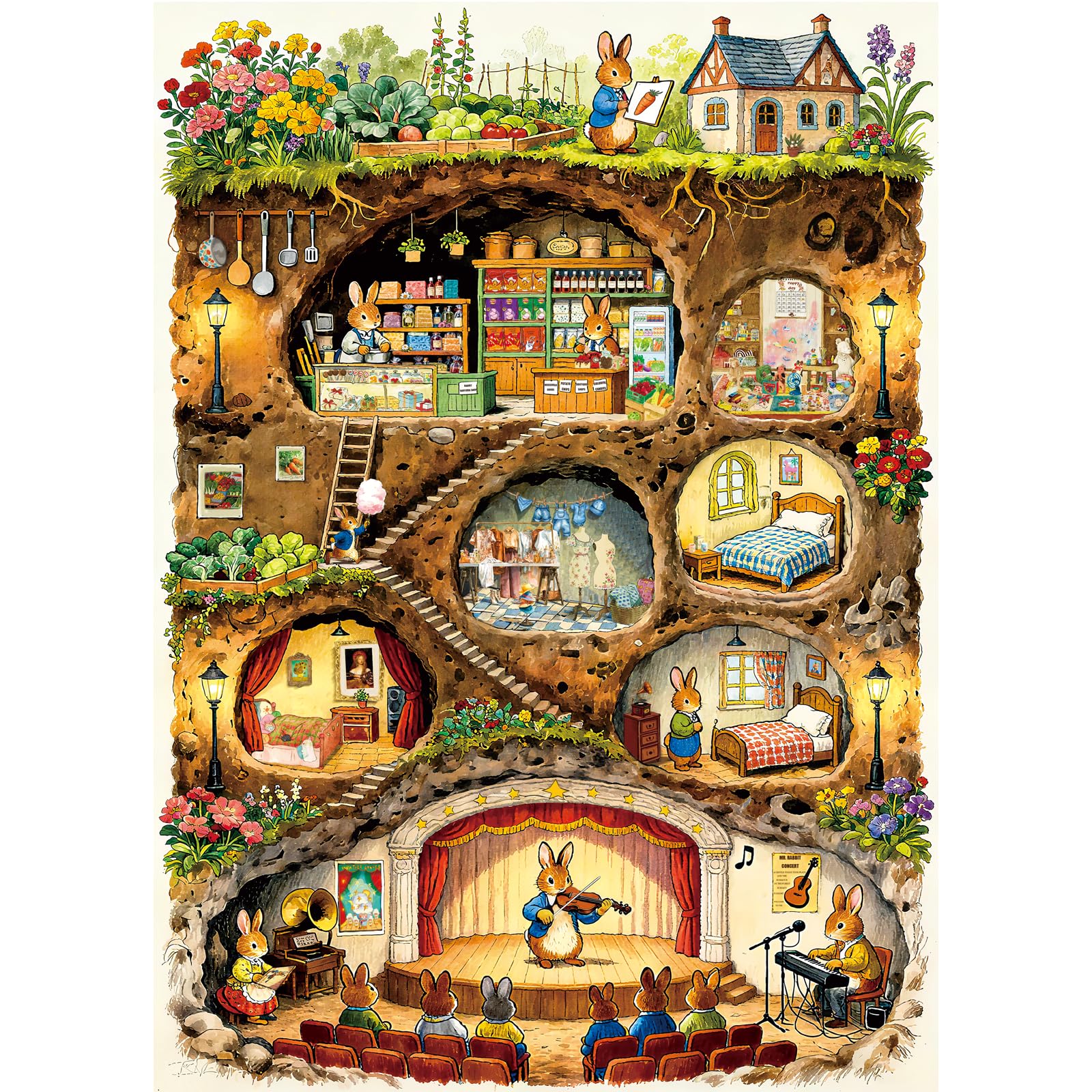 HUADADA Jigsaw Puzzles for Adults 1000 Pieces-Bunny Burrow Town-1000 Piece Jigsaw Puzzles for Adults-The best gift for Stress Selief and Relaxation