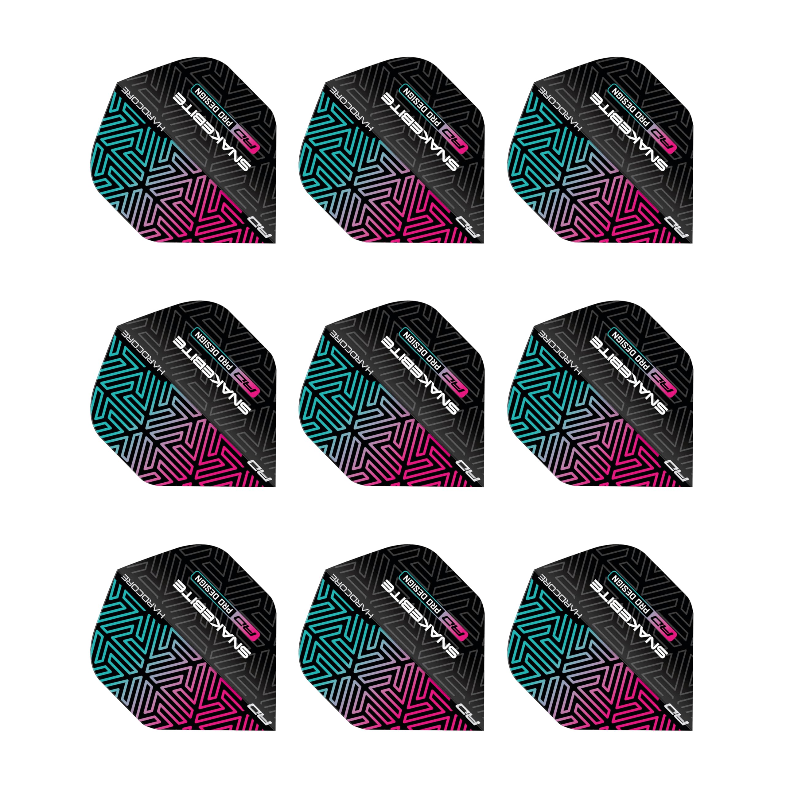 RED DRAGON Peter Wright Snakebite Hardcore Premium Black & Rainbow Dart Flights - 3 Sets Per Pack (9 Dart Flights in total) — image 1