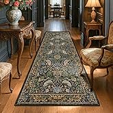 Vintage Runner Rugs for Hallways - 2'6"x8' Wide Kitchen Runners, Entryway Rug, with Flowers and Leaves, Washable Non Slip Low Pile