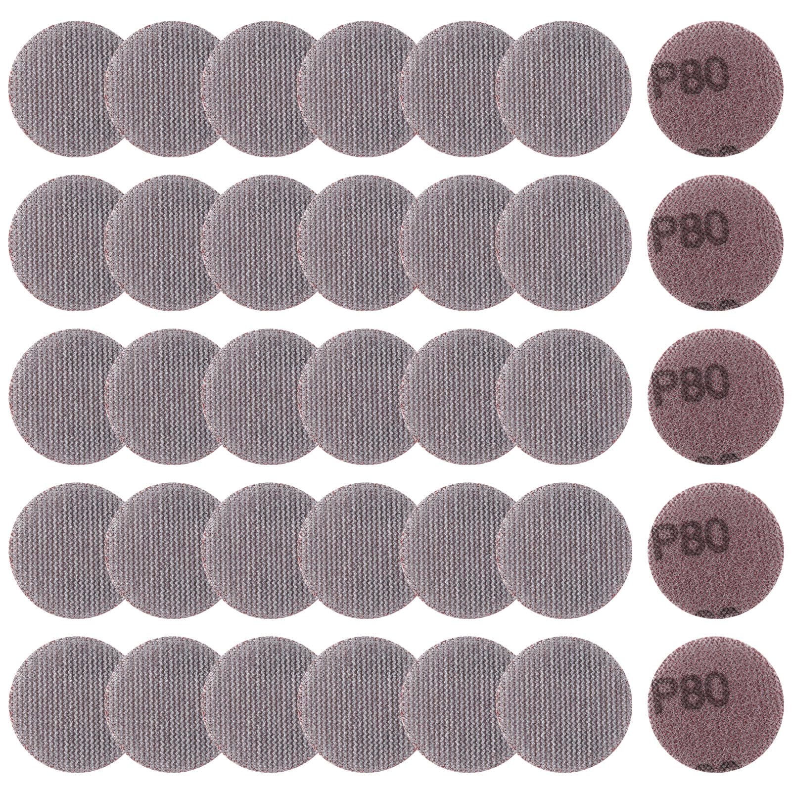 LEONTOOL 2 Inch Mesh Abrasive Mesh Sandpaper Hook and Loop Sanding Discs 80 Grit, Pack of 35 Dust Free Net Sandpaper Abrasives Pads Drywall Sander Sandpaper for Metal, Wood, Composites