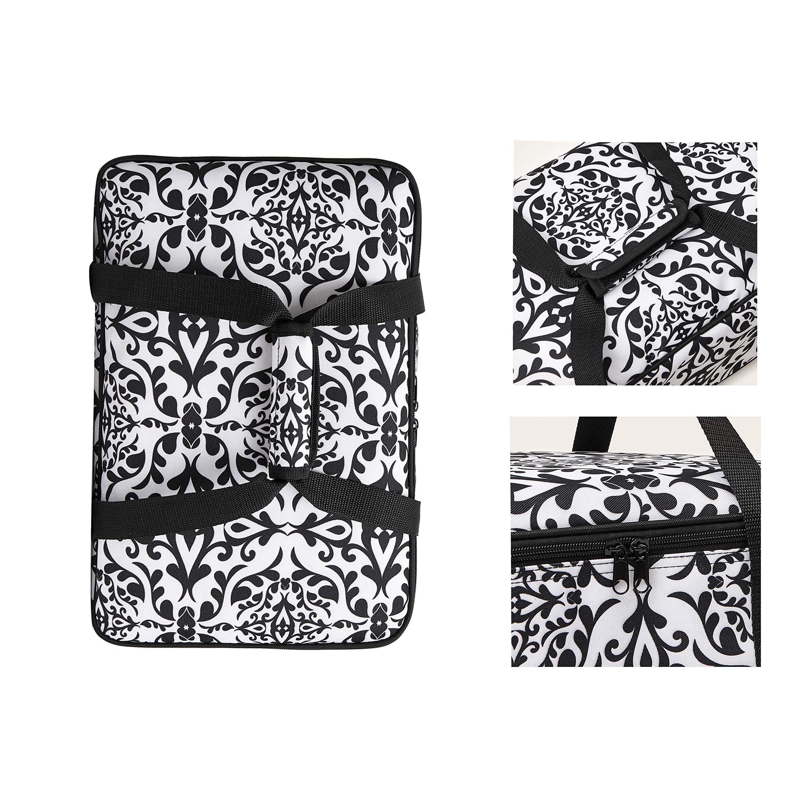 FATOLXX Insulated Casserole Carrier Bag Fits 9 * 13 Baking Dish Pan for Lasagna Lugger and Food Transport for Family Friend Gathering,Church Potluck Parties,Cookouts (Black White)