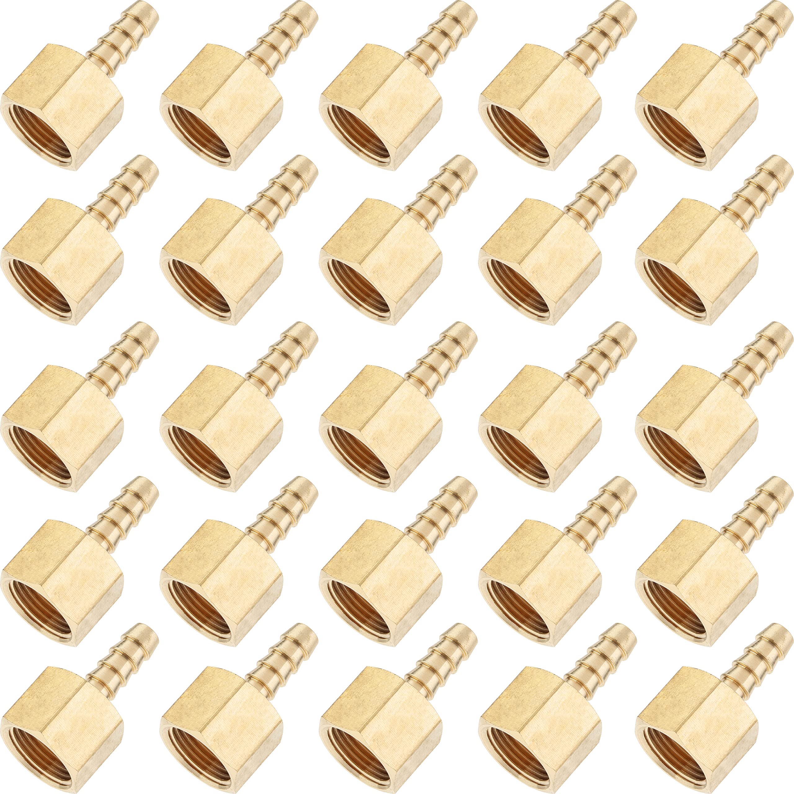 LTWFITTING Brass BSP Fitting Coupler/Adapter 3/8-Inch Female BSPP x 6mm Hose Barb(Pack of 25)