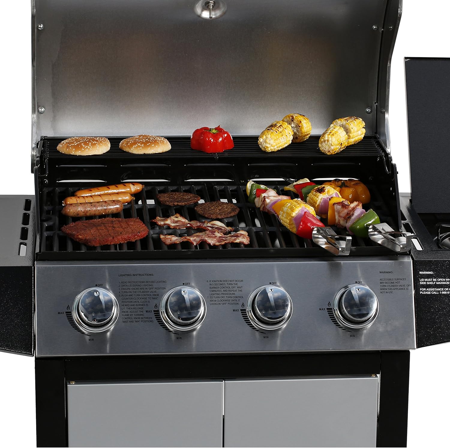 review BBQ 4-Burner Cabinet Propane Gas Grill with Side Burner