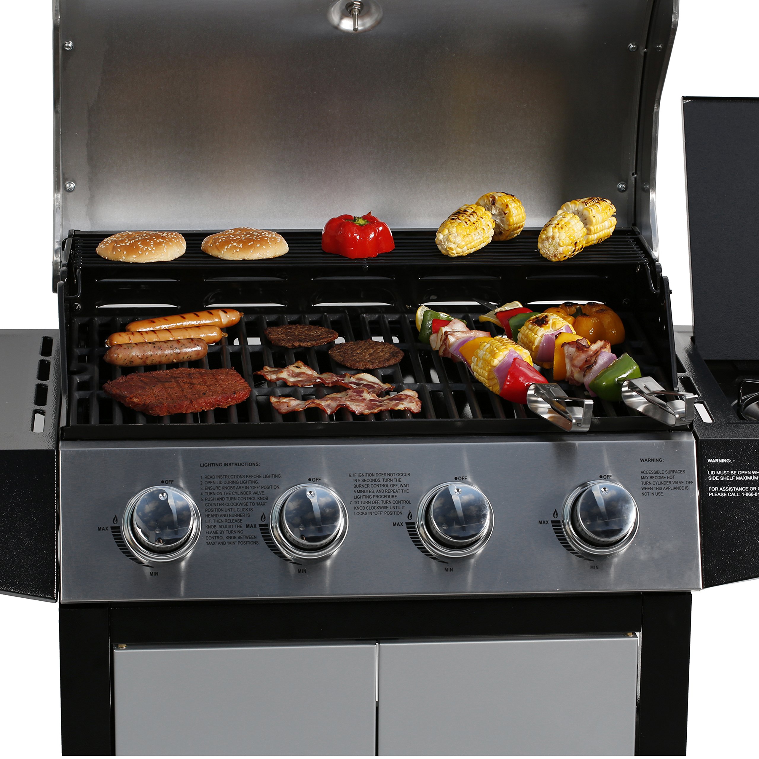 MASTER COOK Outdoor Propane Grills, 4Bunner Gas Side Bunner, SliverBlack Buy Online in UAE
