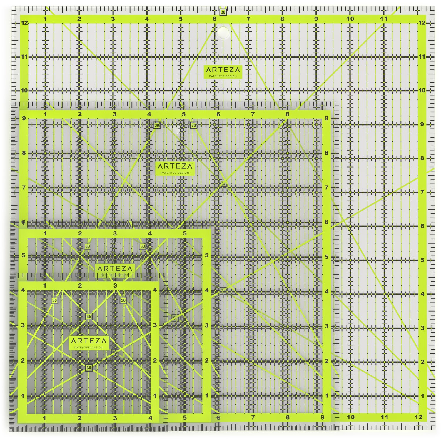Acrylic Quilters Ruler Non-Slip Double-Colored Grid Lines (4.5"X4.5" 6"X6" 9... 13 91L9CVzyWHL