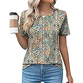 Kistore Womens Casual Crew Neck Short Sleeve Pleated Tops Blouses Fashion Clothes 2026