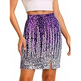 Sequin Skirt Sparkly High Waisted Stretchy Bodycon Mini Skirts Party Night Out Clubwear for Women