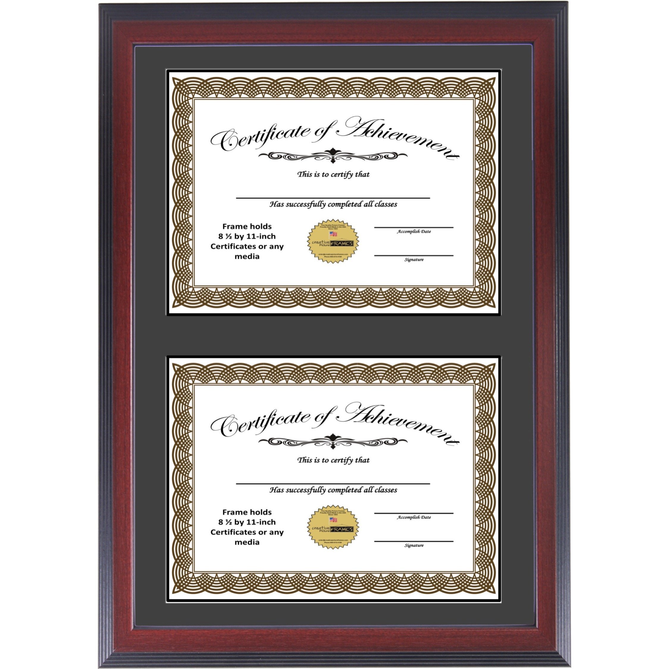 CreativePF [14x20.5mhb] Mahogany Finish Double Diploma Frame with
