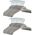 Amazon Basics Space-Saving Slim, Velvet, Non-Slip Shirt Clothes Hangers, Gray/Silver - Pack of 100