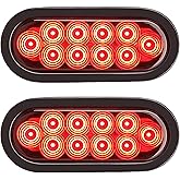 PEAKTOW PTL0431 Oval 6 Inches Red LED Submersible Stop/Turn/Tail/Reverse Trailer Truck RV Lights Including Grommets and Plugs