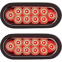 PEAKTOW PTL0431 Oval 6 Inches Red LED Submersible Stop/Turn/Tail/Reverse Trailer Truck RV Lights Including Grommets and Plugs