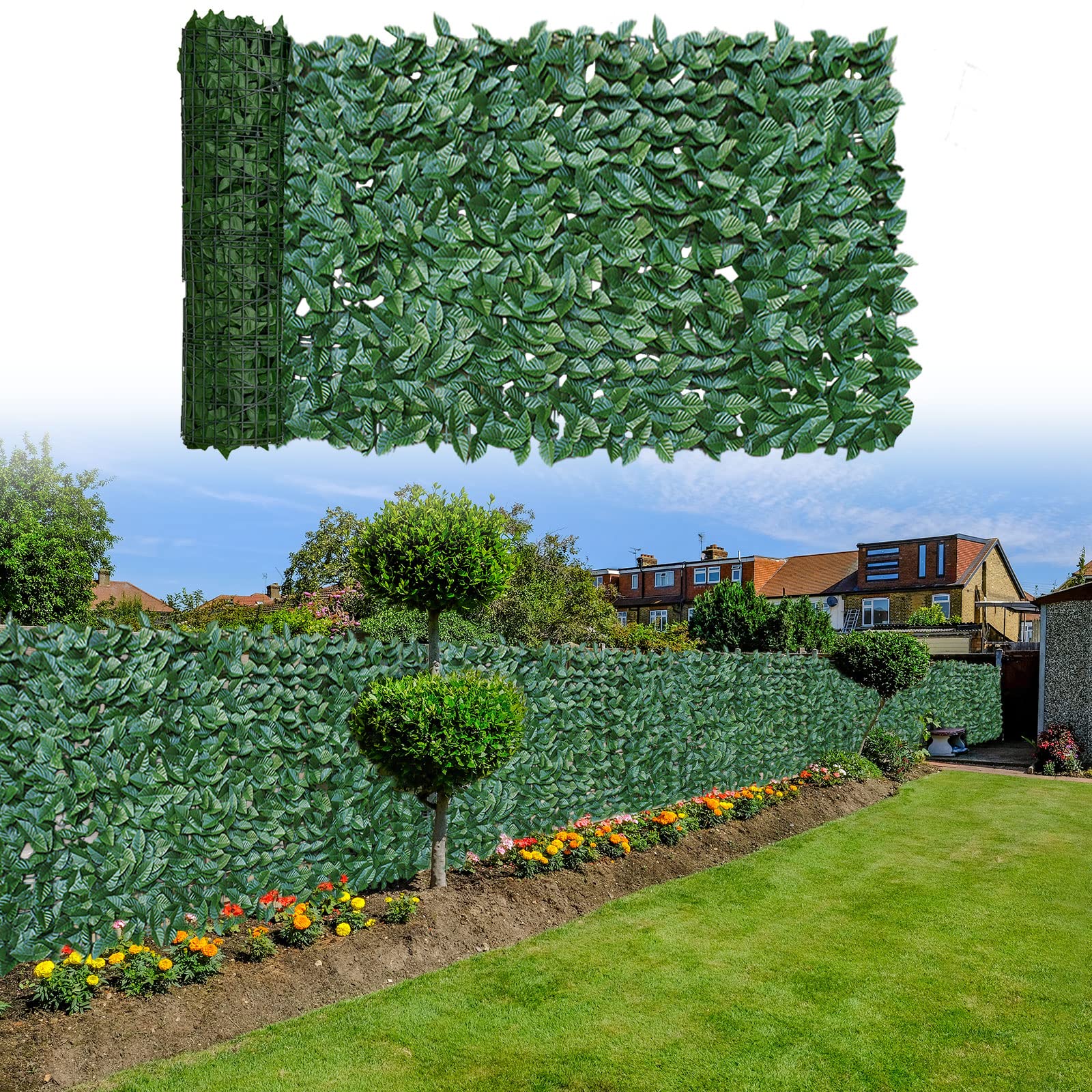HUIMO Artificial Ivy Fence Screening 1 x 3m Artificial Hedge Roll & Plant Wall Panels Ivy Trellis Privacy Cover for Decorative Garden, Backyard, Balcony & Outdoor
