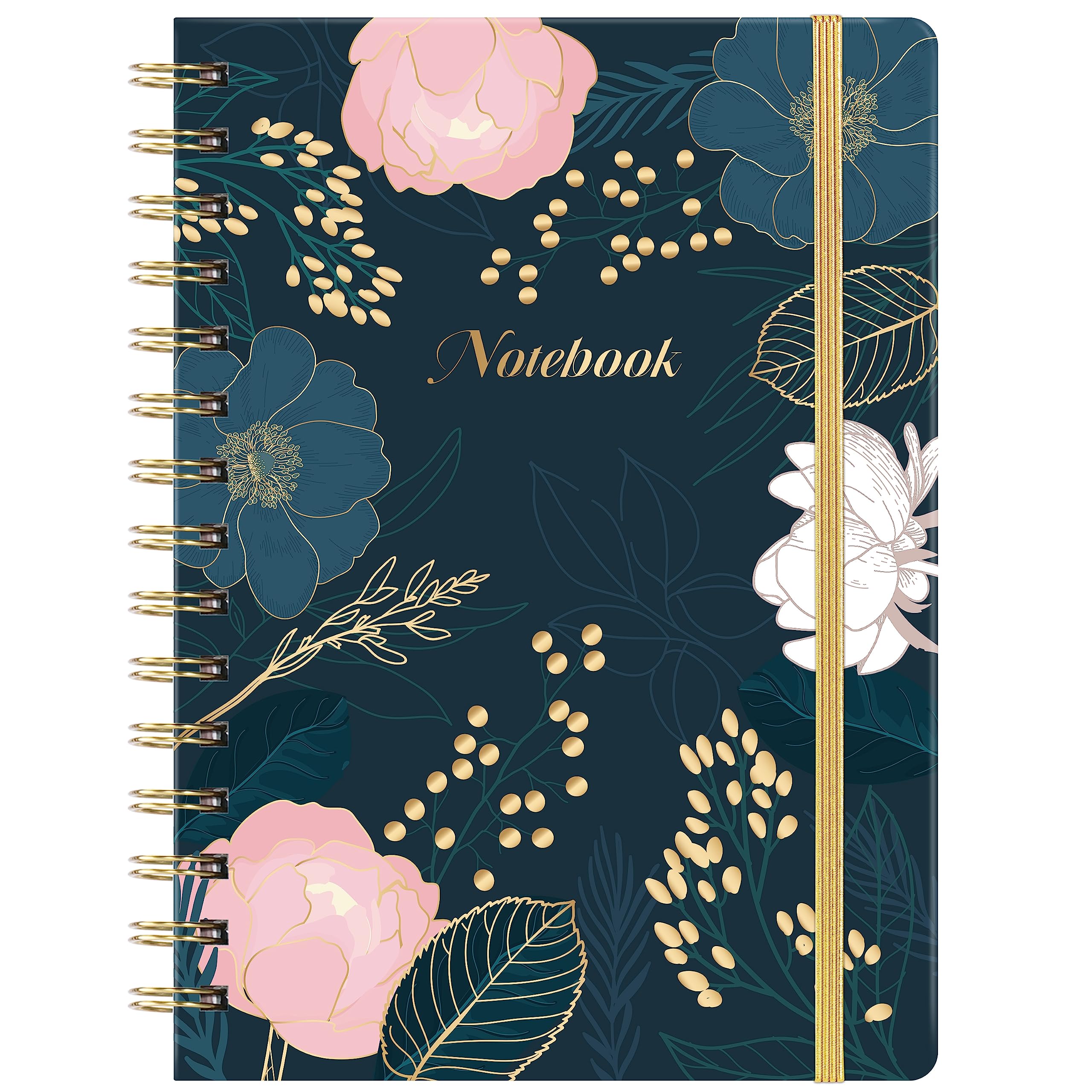 A5 Notebook - Notebook Journal with Hard Cover, 6" X 8.3", Premium Paper, Back Pocket, Elastic Closure, College Ruled Journal