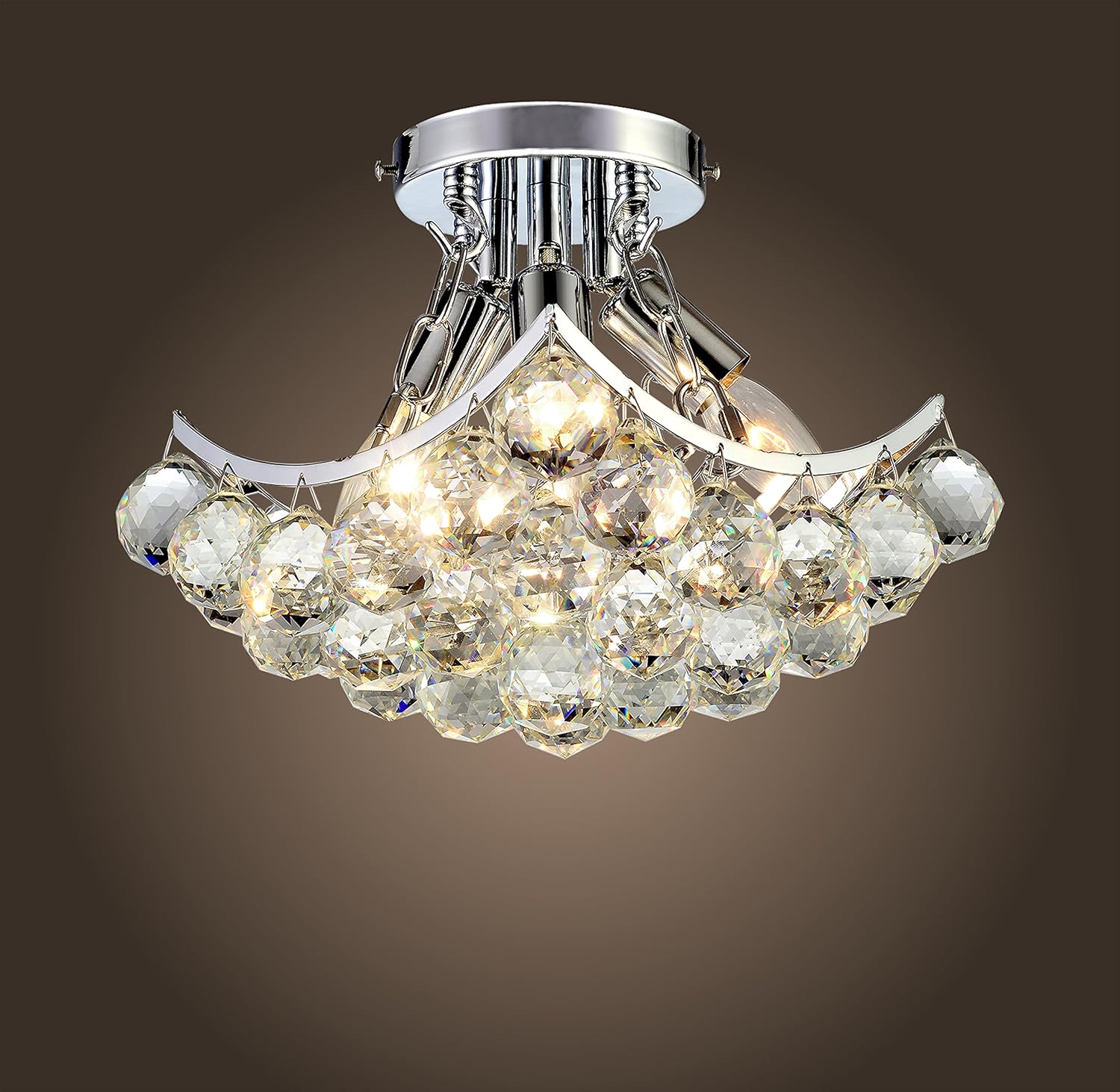 Saint Mossi Modern K9 Crystal Raindrop Chandelier Lighting Flush Mount LED Ceiling Light Fixture Pendant Lamp for Dining Room Bathroom Bedroom Livingroom Height 22.9 cm x Width 22.9 cm