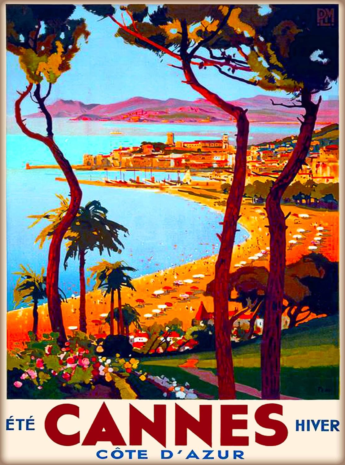 Amazon Com A Slice In Time Cannes Cote D Azur French Riviera France Vintage Travel Home Collectible Wall Decor Advertisement Art Poster Print 10 X 13 5 Inches Posters Prints