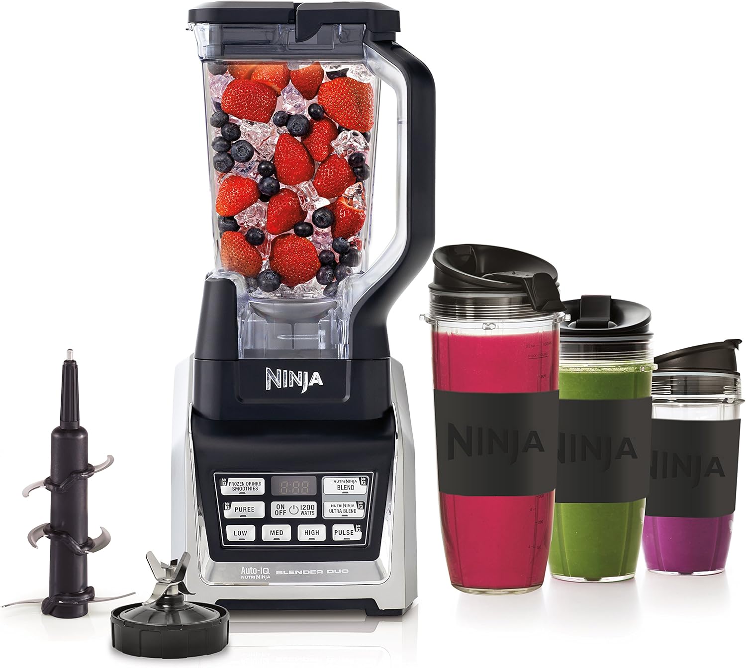 Nutri Ninja Personal and Countertop Blender with 1200-Watt Auto-iQ Base, 72-Ounce Pitcher, and 18, 24, and 32-Ounce Cups with Spout Lids (BL642): Kitchen & Dining