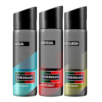 Peter England Aqua, Sensual & Flourish Deodorant, 150 ml (Pack of 3)